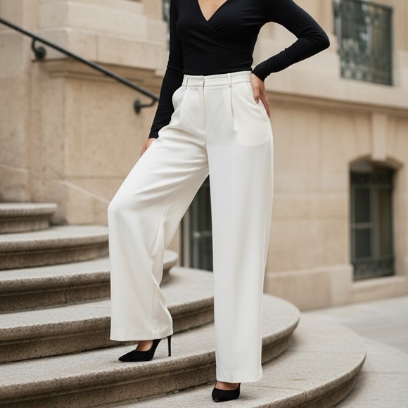 Lauren Ralph Lauren Cream Wide-Leg Pants